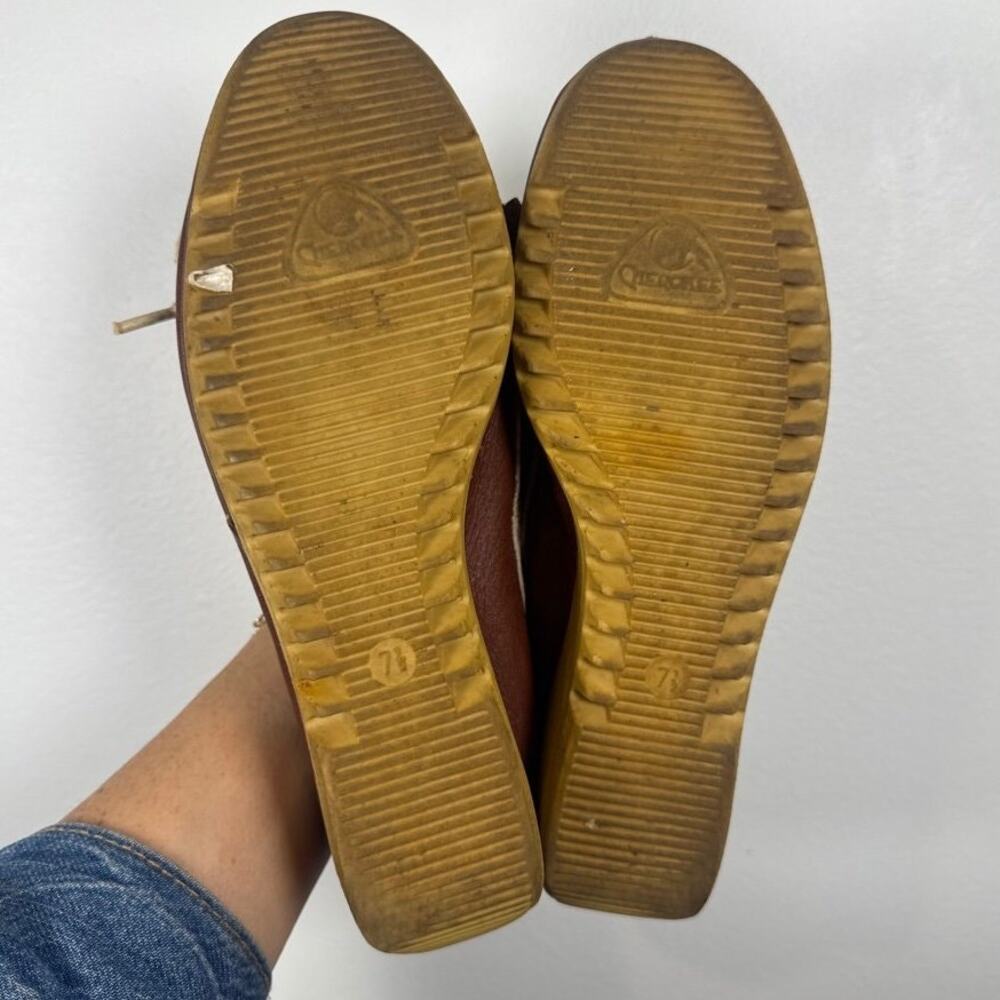 Cherokee Vintage Brown Leather Fringe Tassel Moccasin Wedge Loafers 7.5 - Picture 3 of 7